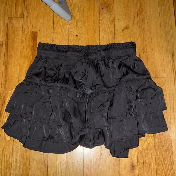 Aerie | Sweet ‘N’ Silky Satin Black Ruffle Skirt Medium - Picture 5 of 7